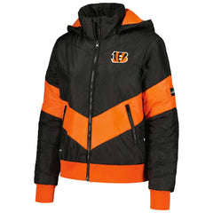 Cincinnati Bengals The Wild Collective Women's Puffer Full-Zip Hoodie Black