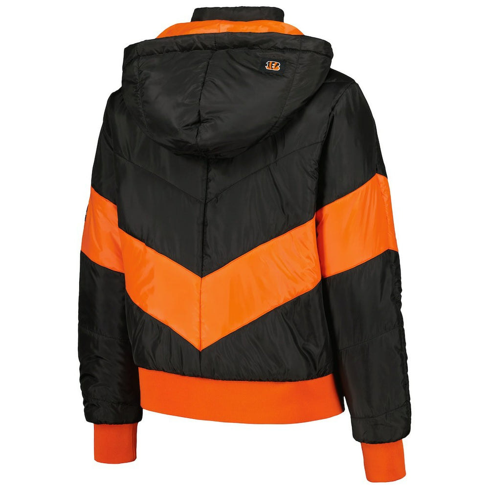 Cincinnati Bengals The Wild Collective Women's Puffer Full-Zip Hoodie Black