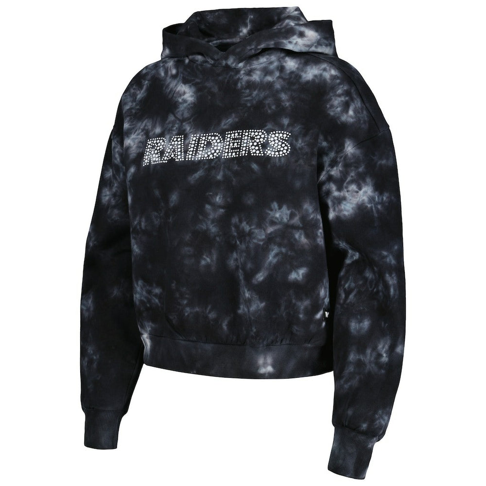 Las Vegas Raiders The Wild Collective Women's Tie-Dye Cropped Pullover Hoodie Black