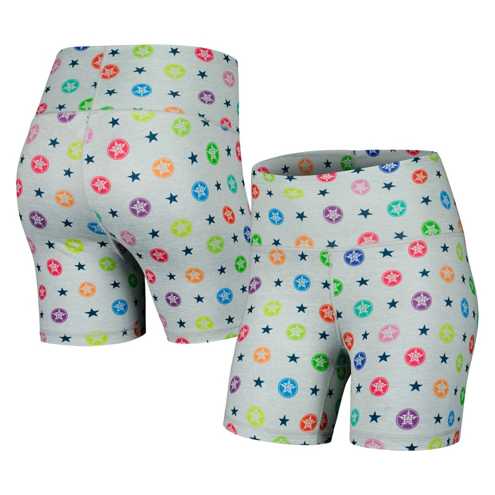 Houston Astros Terez Women's TLC Rainbow Shorts - Gray - MLB on Sale