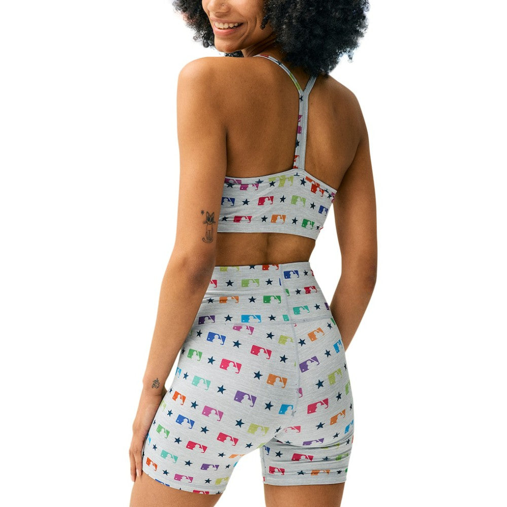 MLB Merchandise Terez Women's TLC Rainbow Shorts - Gray - MLB Lifestyle