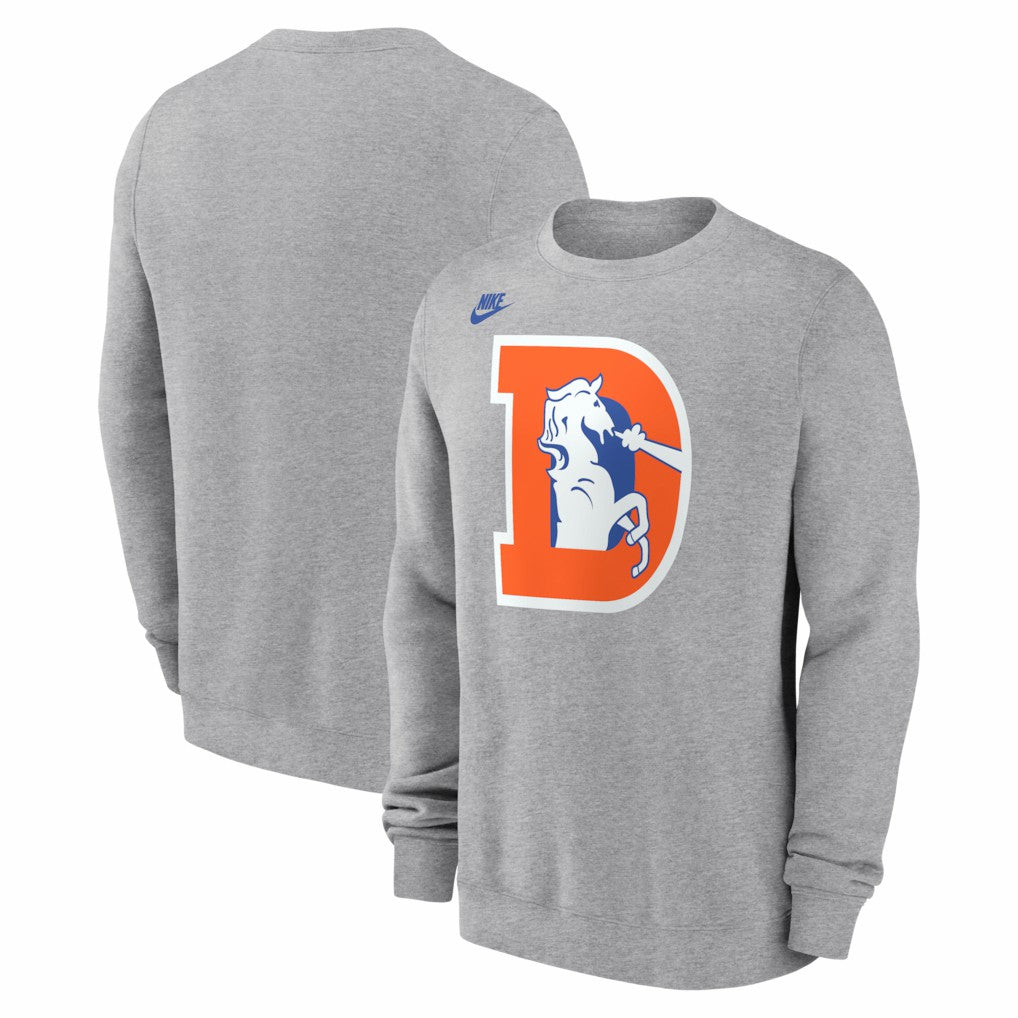 Nike Denver Broncos D Horse Logo Club Sweatshirt Heather Gray
