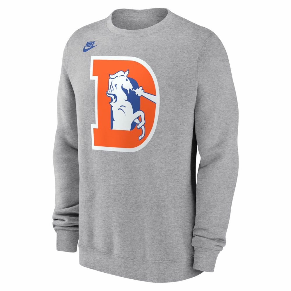 Nike Denver Broncos D Horse Logo Club Sweatshirt Heather Gray