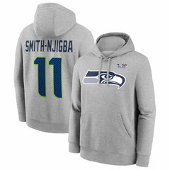 Nike Jaxon Smith-Njigba Seattle Seahawks Super Bowl LX Patch Name & Number Hoodie Heather Gray
