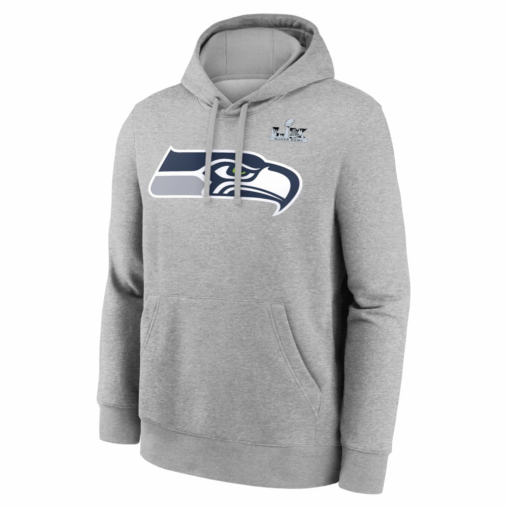 Nike Jaxon Smith-Njigba Seattle Seahawks Super Bowl LX Patch Name & Number Hoodie Heather Gray
