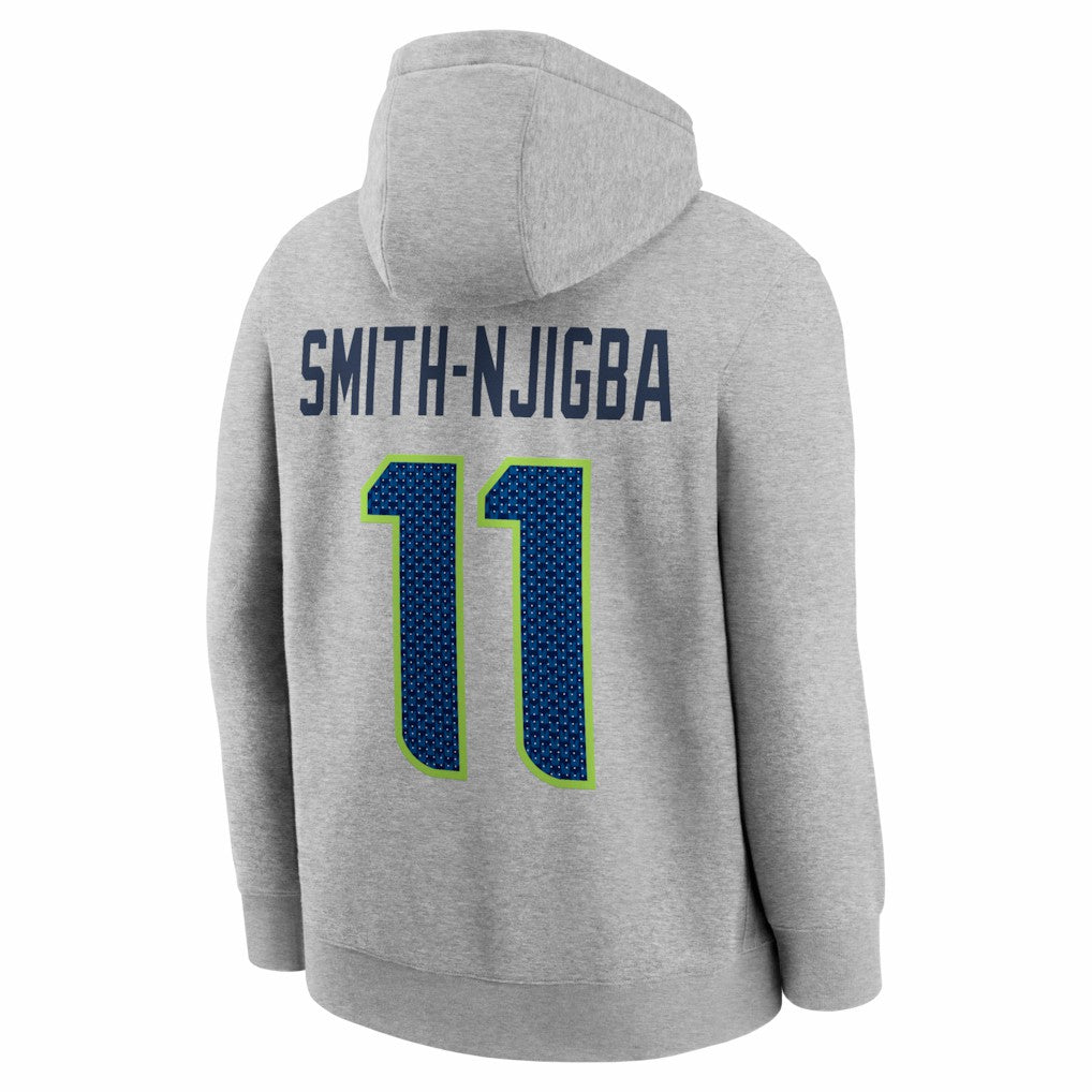 Nike Jaxon Smith-Njigba Seattle Seahawks Super Bowl LX Patch Name & Number Hoodie Heather Gray
