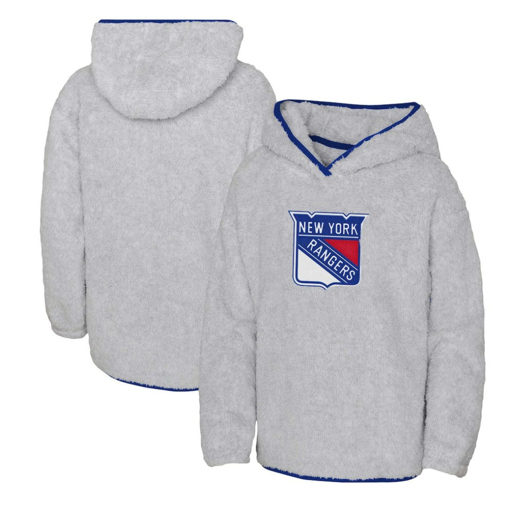 New York Rangers Girls Youth Ultimate Teddy Fleece Pullover Hoodie - Heather Gray - NHL 200189126