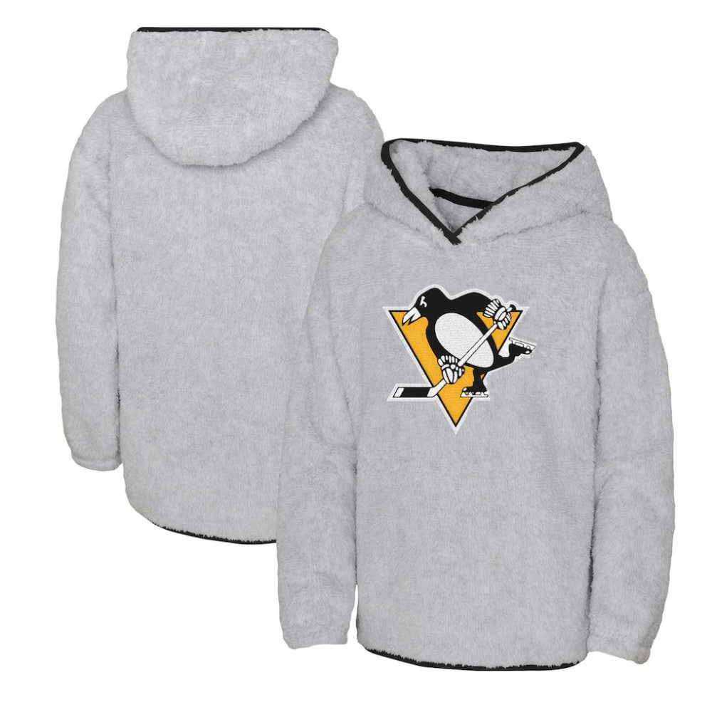 Pittsburgh Penguins Girls Youth Ultimate Teddy Fleece Pullover Hoodie - Heather Gray - NHL 200189127