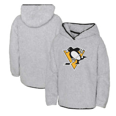Pittsburgh Penguins Girls Youth Ultimate Teddy Fleece Pullover Hoodie - Heather Gray - NHL 200189127