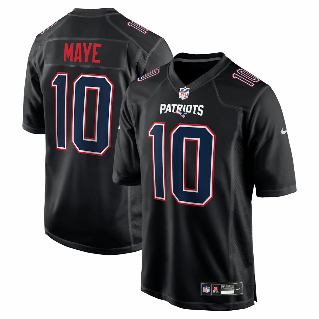 Nike Drake Maye New England Patriots Fashion Game Jersey Carbon Black