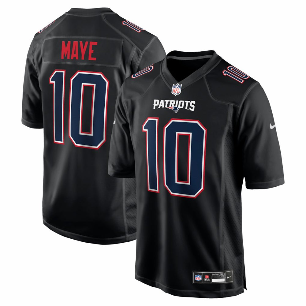 Nike Drake Maye New England Patriots Fashion Game Jersey Carbon Black