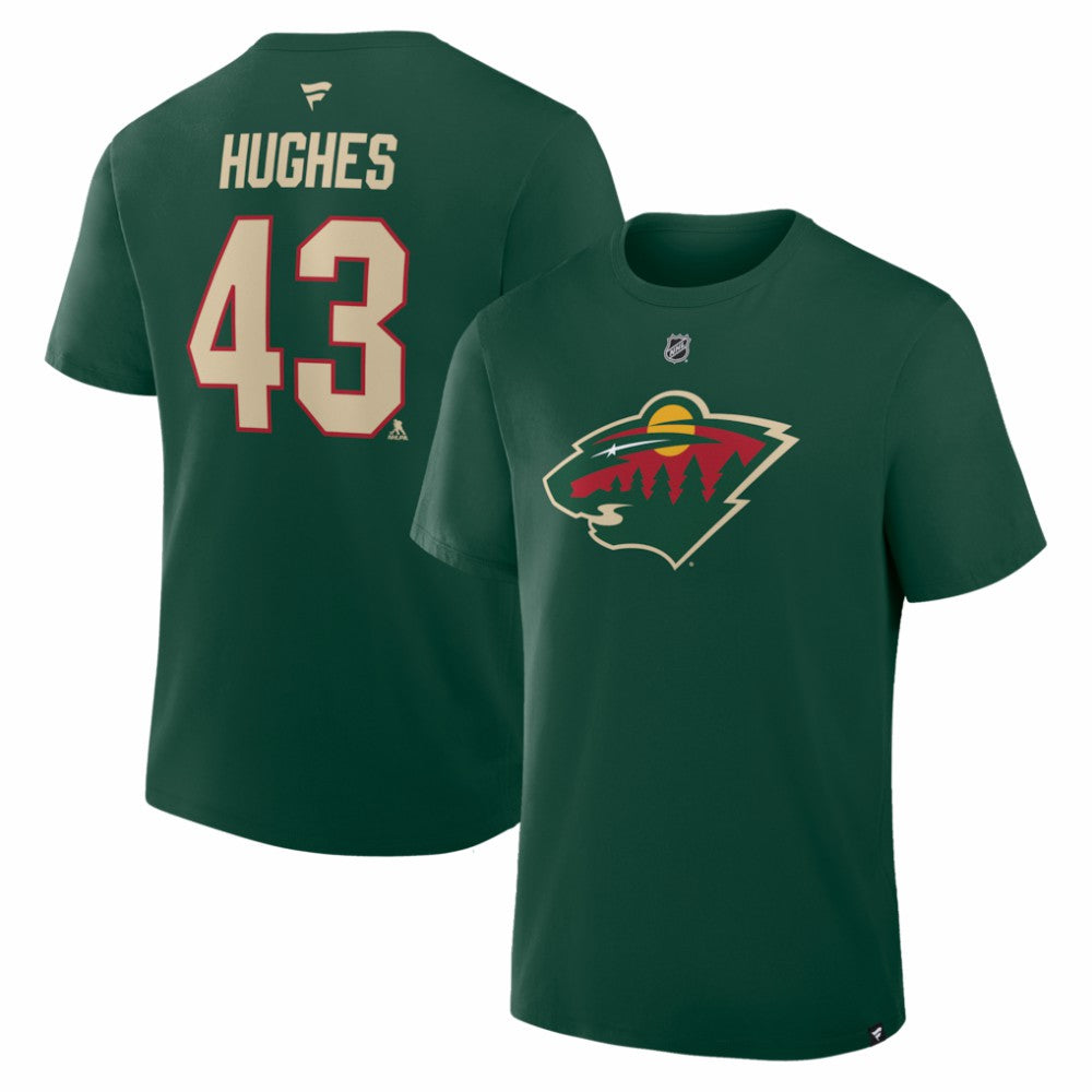 Quinn Hughes Minnesota Wild Fanatics Authentic Stack Name & Number T-Shirt - Green - NHL 2001893904
