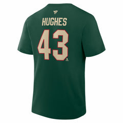 Quinn Hughes Minnesota Wild Fanatics Authentic Stack Name & Number T-Shirt - Green - NHL 2001893904