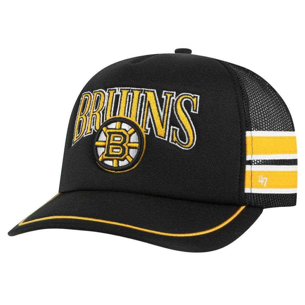 Boston Bruins '47 Sideband Stripes Trucker Snapback Hat - Black - NHL 200189397