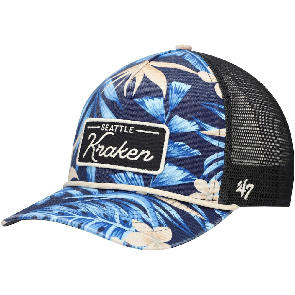 Seattle Kraken '47 Tropicalia Allover Print Trucker Adjustable Hat - Navy - NHL 200189403