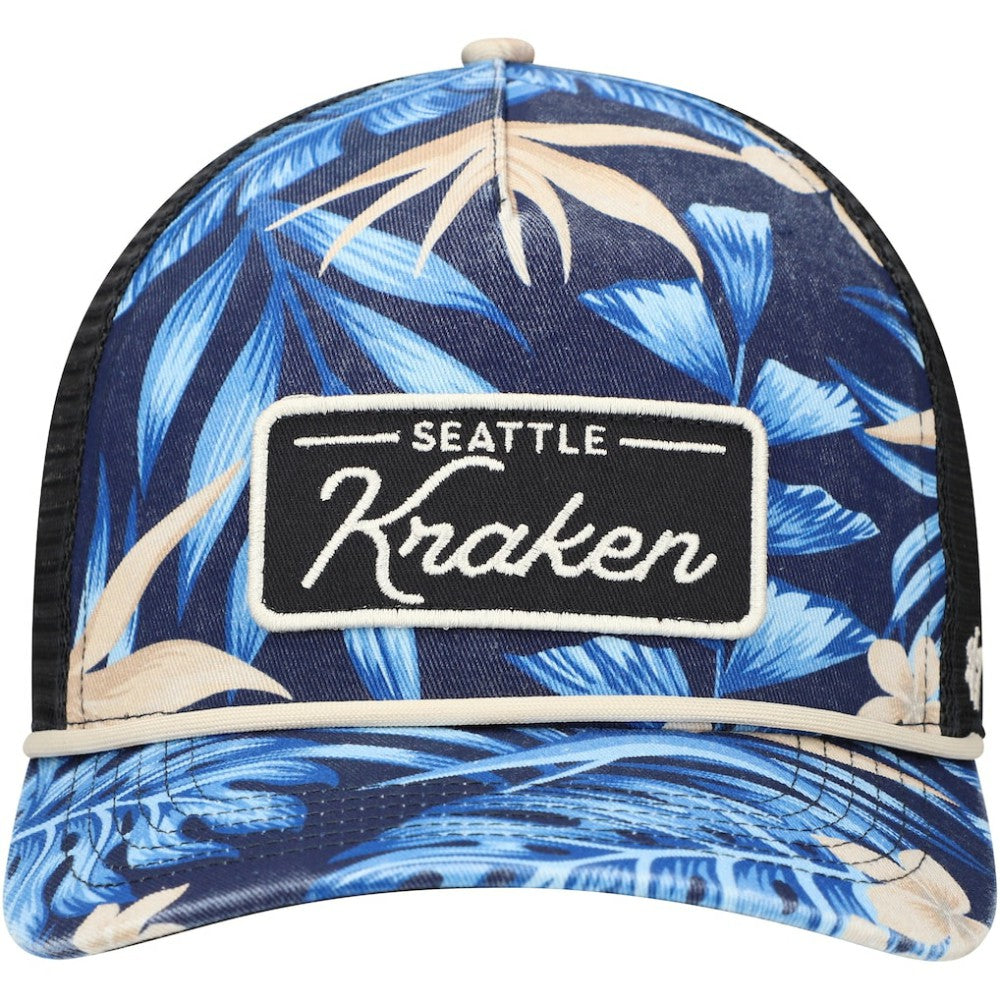 Seattle Kraken '47 Tropicalia Allover Print Trucker Adjustable Hat - Navy - NHL 200189403