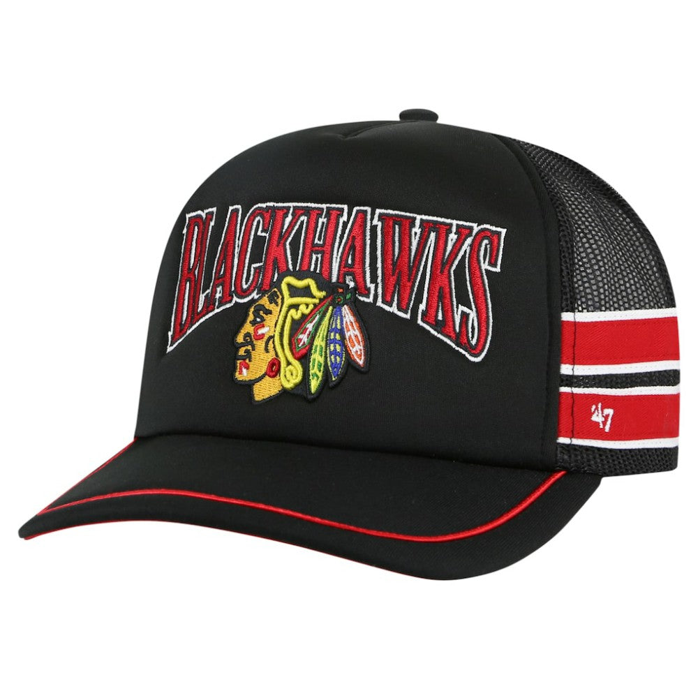 Chicago Blackhawks '47 Sideband Stripes Trucker Snapback Hat - Black - NHL 200189407