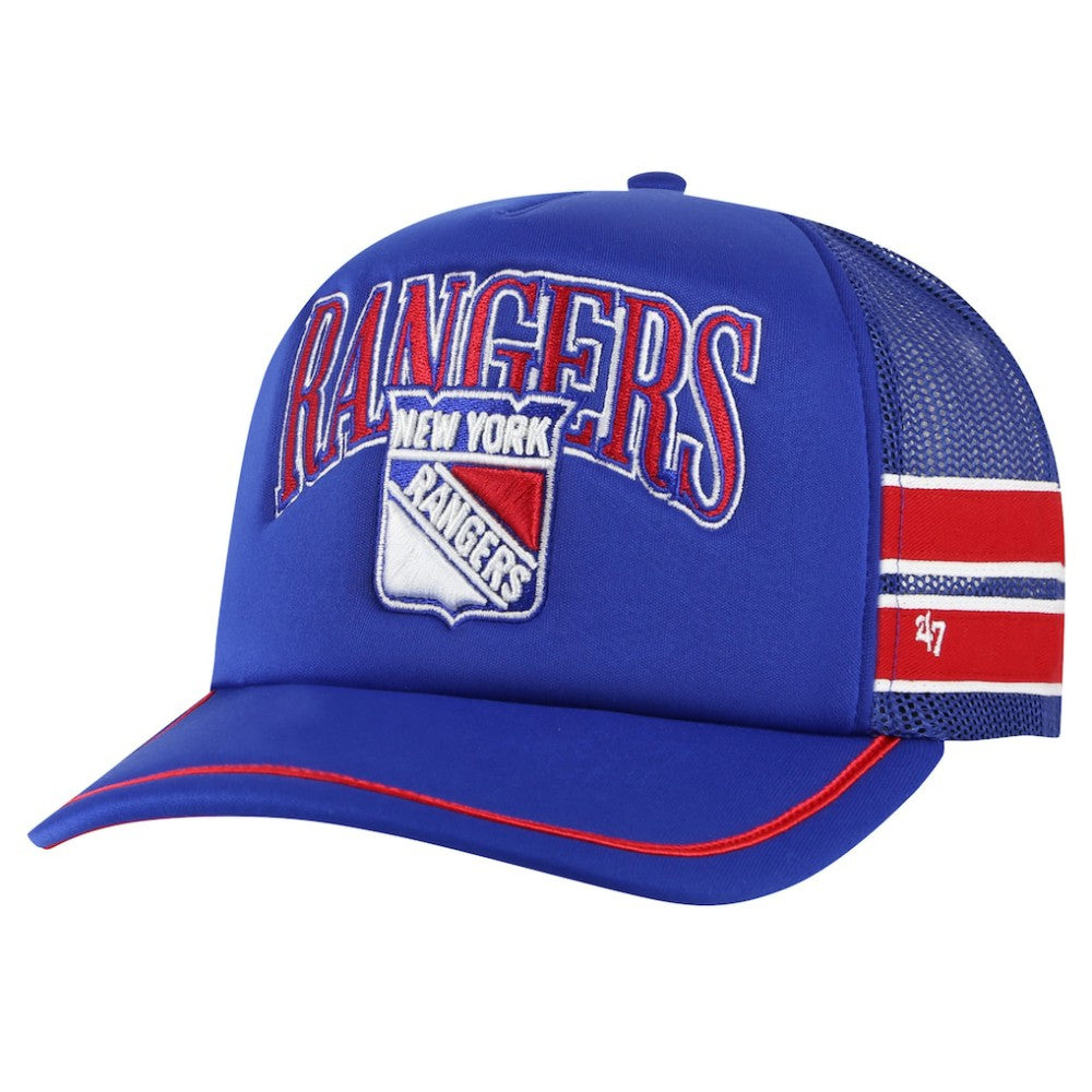 New York Rangers '47 Sideband Stripes Trucker Snapback Hat - Blue - NHL 200189419