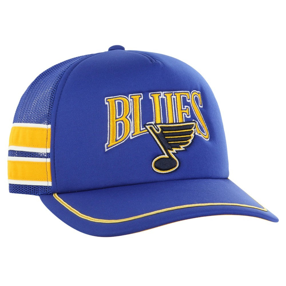 St. Louis Blues '47 Sideband Stripes Trucker Snapback Hat - Blue - NHL 200189423