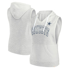 Fanatics Dallas Cowboys Women's Lounge Script Sleeveless V-Neck Pullover Hoodie Oatmeal