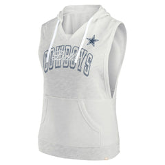 Fanatics Dallas Cowboys Women's Lounge Script Sleeveless V-Neck Pullover Hoodie Oatmeal
