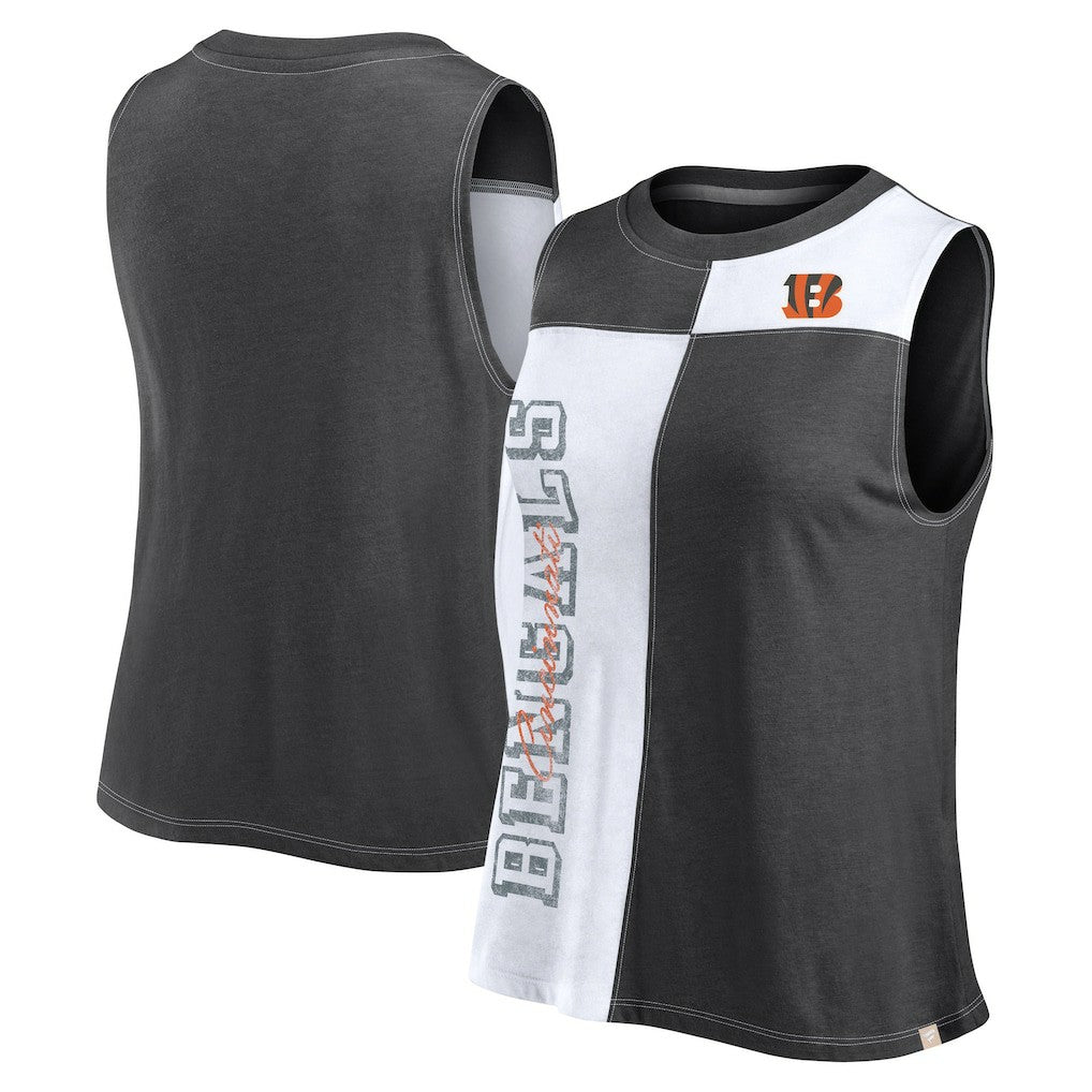 Fanatics Cincinnati Bengals FanaticsWomen's Script Color Block Tank Top Black/White