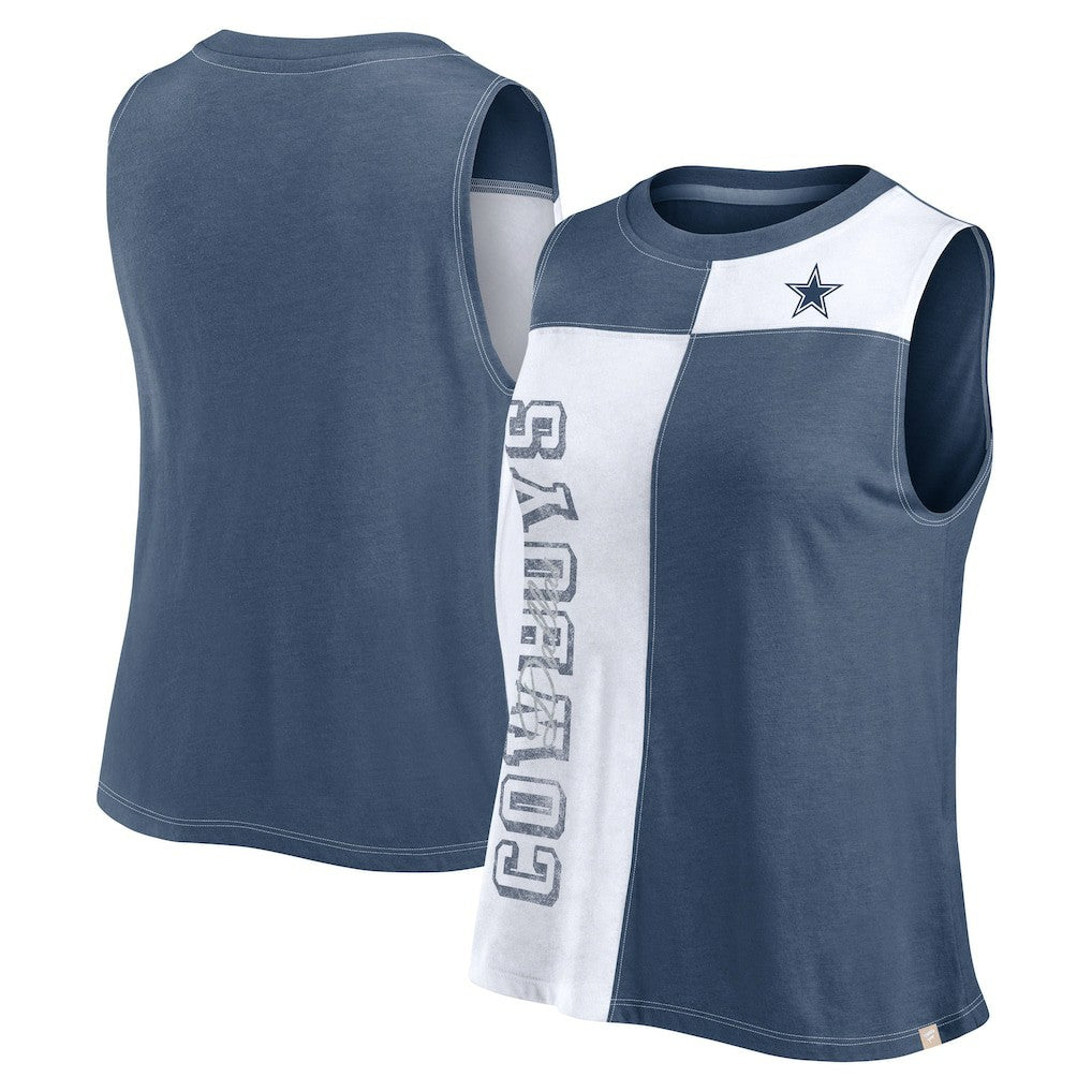 Fanatics Dallas Cowboys FanaticsWomen's Script Color Block Tank Top Navy/White