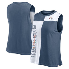 Fanatics Denver Broncos FanaticsWomen's Script Color Block Tank Top Navy/White