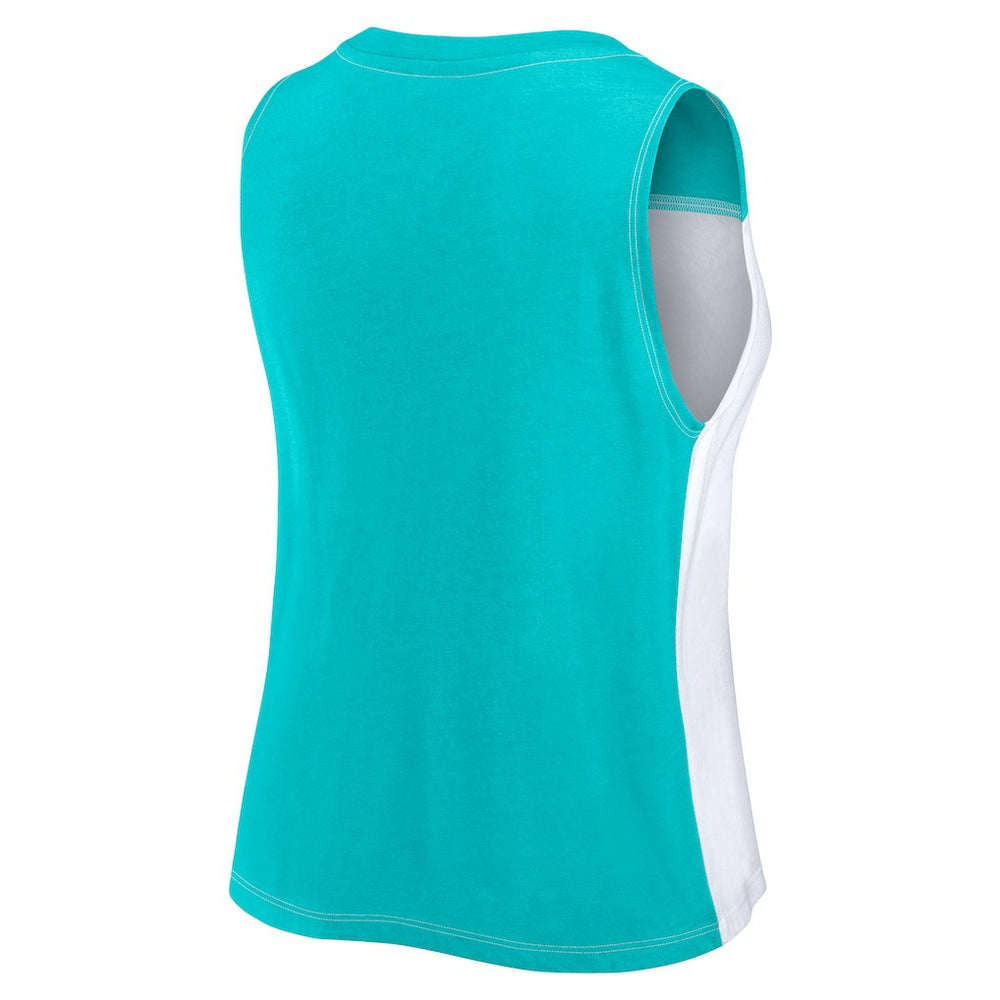 Fanatics Miami Dolphins FanaticsWomen's Script Color Block Tank Top Aqua/White