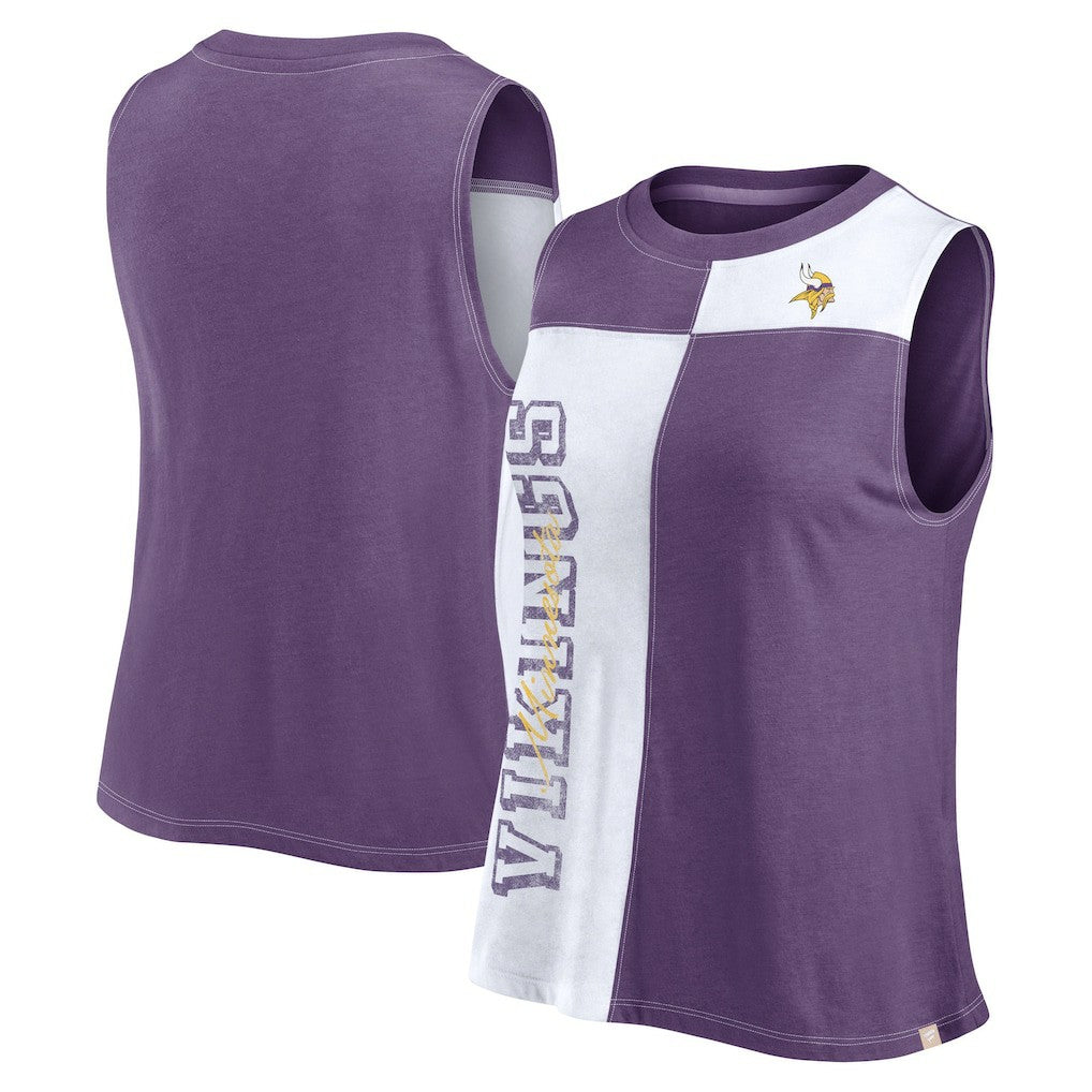 Fanatics Minnesota Vikings FanaticsWomen's Script Color Block Tank Top Purple/White