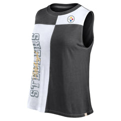 Fanatics Pittsburgh Steelers FanaticsWomen's Script Color Block Tank Top Black/White