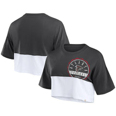 Fanatics Atlanta Falcons Women's Boxy Color Split Cropped T-Shirt Black/White