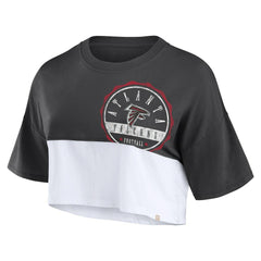 Fanatics Atlanta Falcons Women's Boxy Color Split Cropped T-Shirt Black/White