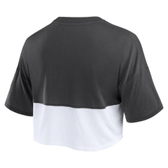 Fanatics Atlanta Falcons Women's Boxy Color Split Cropped T-Shirt Black/White
