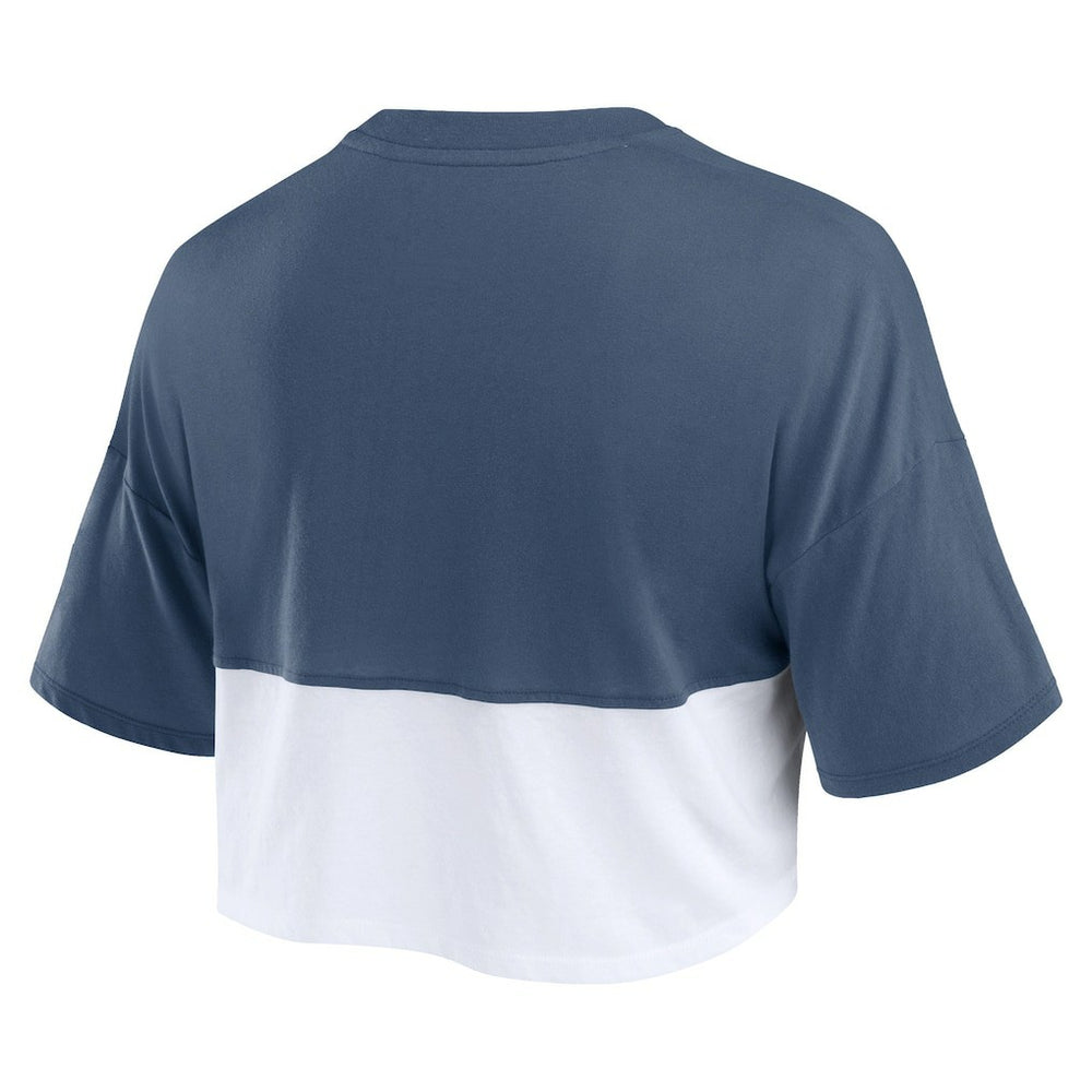 Fanatics Chicago Bears Women's Boxy Color Split Cropped T-Shirt Navy/White