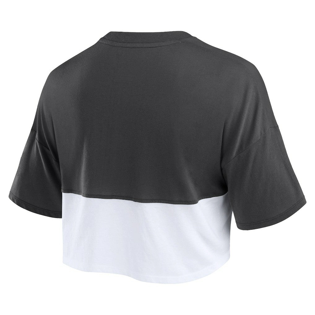 Fanatics Cincinnati Bengals Women's Boxy Color Split Cropped T-Shirt Black/White