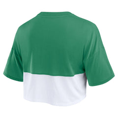 Fanatics Green Bay Packers Women's Boxy Color Split Cropped T-Shirt Green/White
