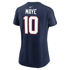 Nike Drake Maye New England Patriots Women's Super Bowl LX Patch Name & Number T-Shirt Navy