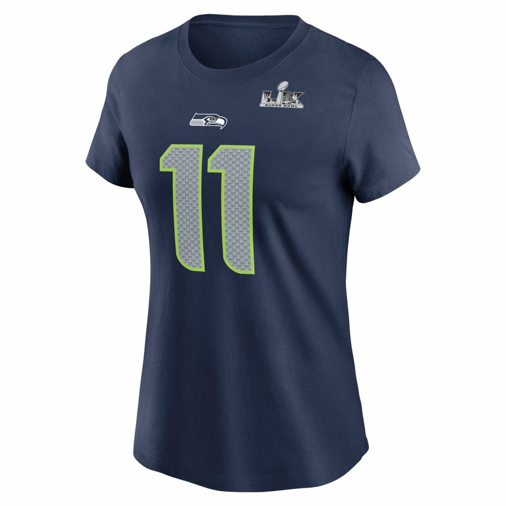 Nike Jaxon Smith-Njigba Seattle Seahawks Women's Super Bowl LX Patch Name & Number T-Shirt College Navy