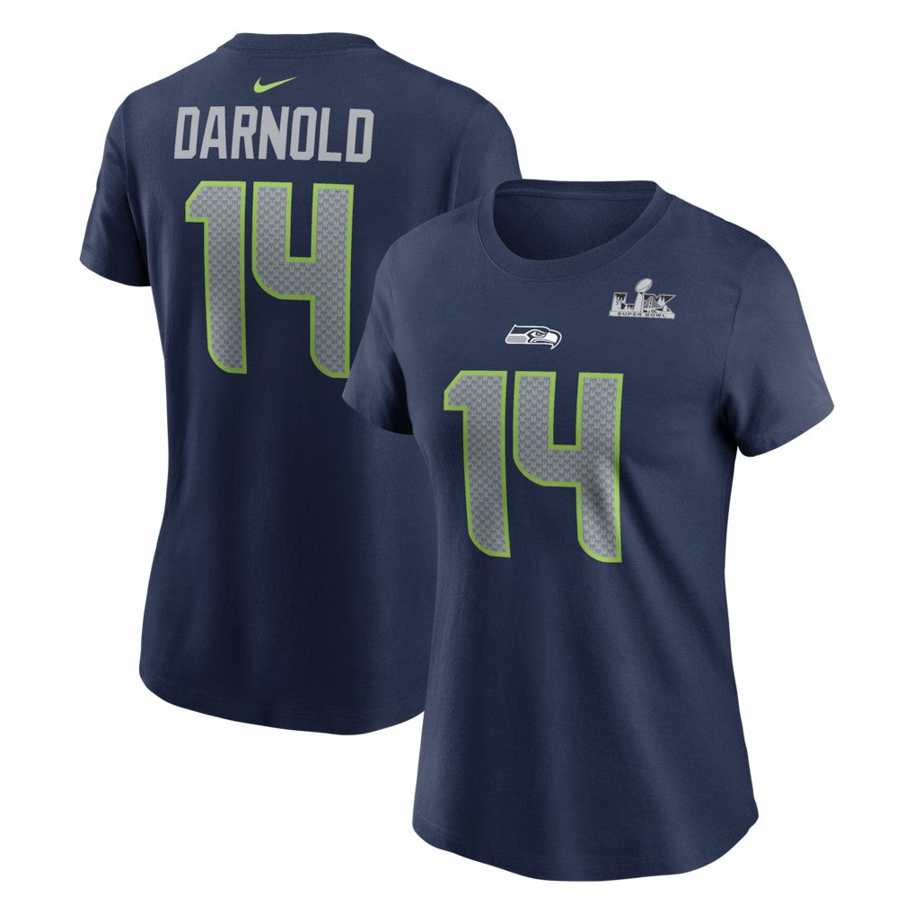Nike Sam Darnold Seattle Seahawks Women's Super Bowl LX Patch Name & Number T-Shirt College Navy