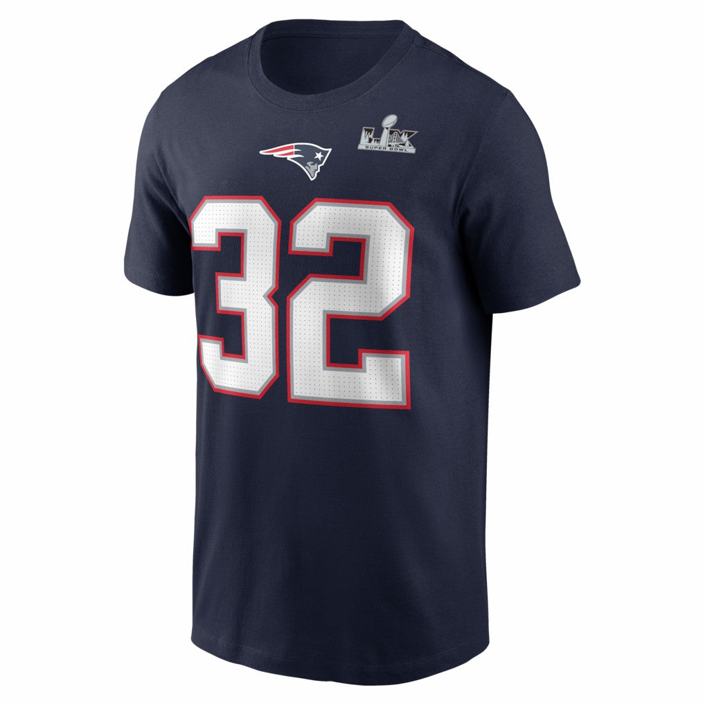 Nike TreVeyon Henderson New England Patriots Super Bowl LX Patch Name & Number T-Shirt Navy