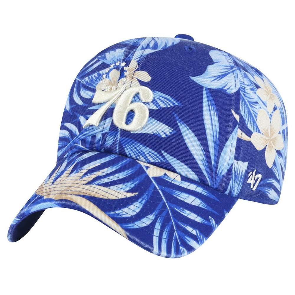 Philadelphia 76ers '47 Tropicalia Floral Clean Up Adjustable Hat Royal | 47 brand Lifestyle