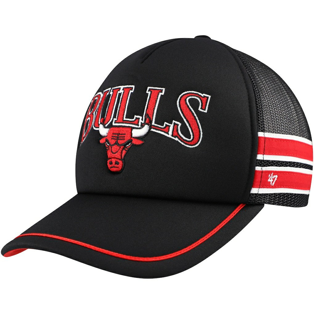 Chicago Bulls '47 Sidebrand Stripes Trucker Adjustable Hat Black | 47 brand online