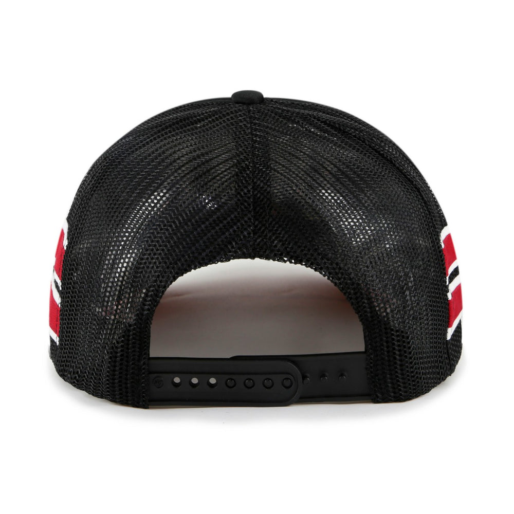 Miami Heat '47 Sidebrand Stripes Trucker Adjustable Hat Black | 47 brand Lifestyle