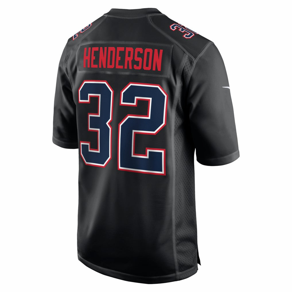 Nike TreVeyon Henderson New England Patriots Super Bowl LX Patch Carbon Fashion Game Jersey Black