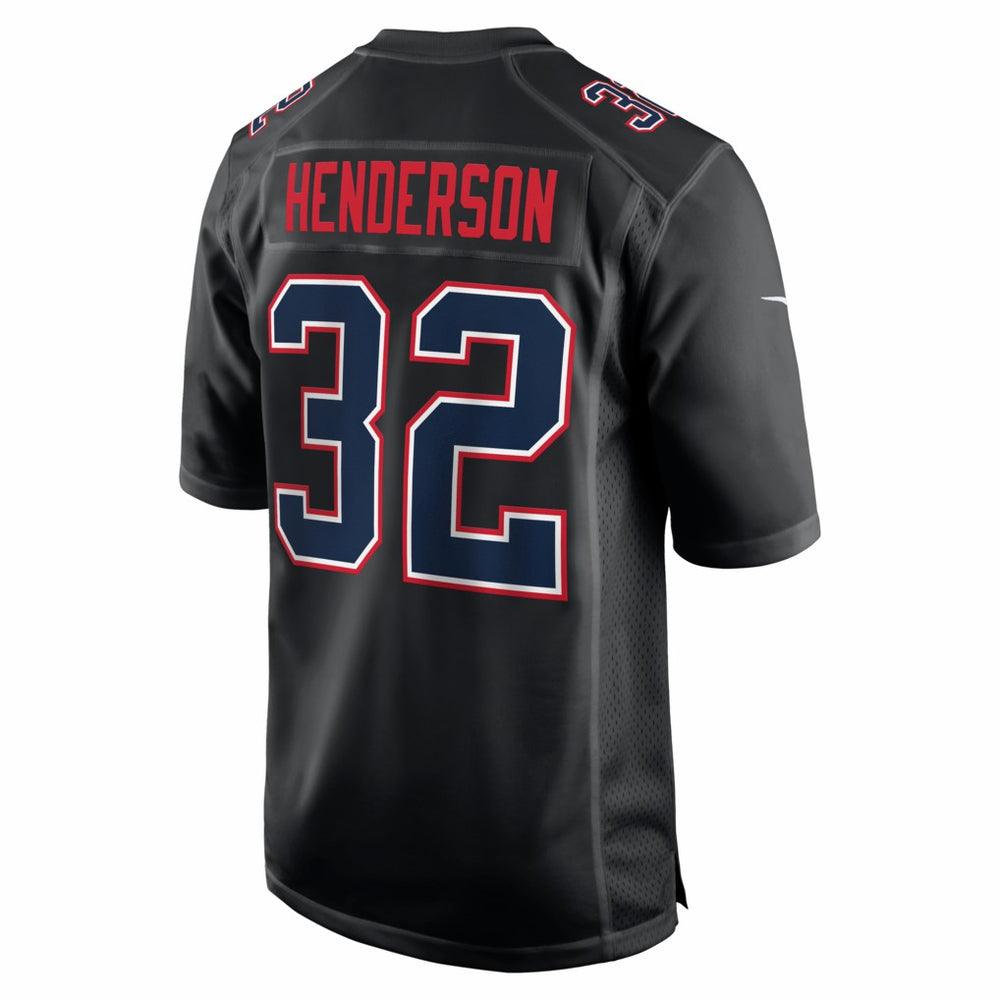 Nike TreVeyon Henderson New England Patriots Super Bowl LX Patch Carbon Fashion Game Jersey Black