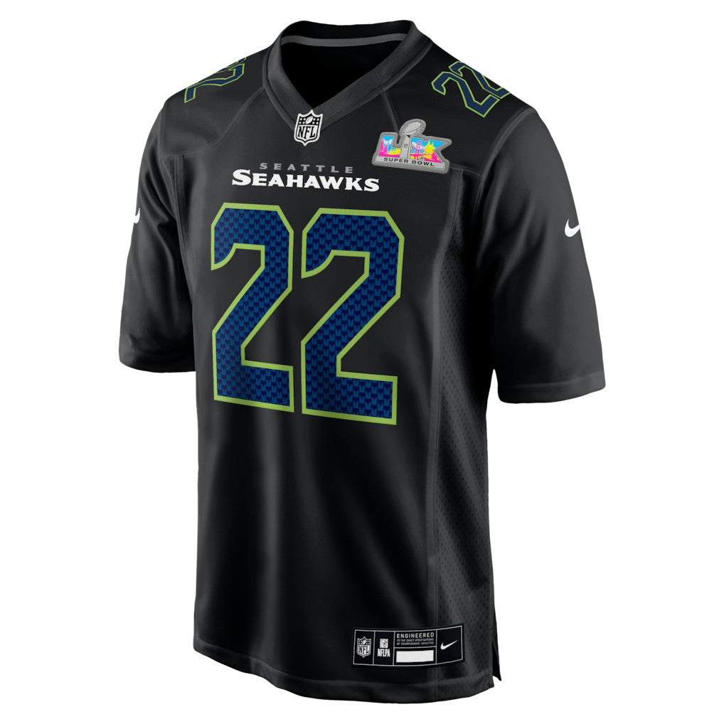 Nike Rashid Shaheed Seattle Seahawks Super Bowl LX Patch Carbon Fashion Game Jersey Black