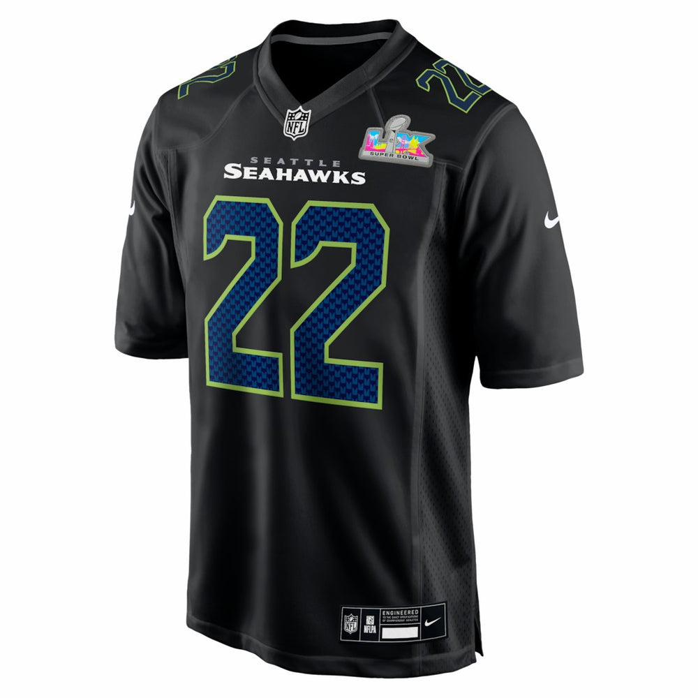 Nike Rashid Shaheed Seattle Seahawks Super Bowl LX Patch Carbon Fashion Game Jersey Black