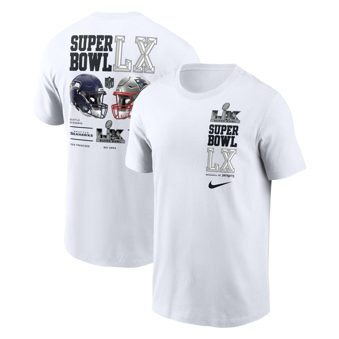 Nike New England Patriots vs. Seattle Seahawks Super Bowl LX Dueling T-Shirt White