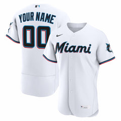 Miami Marlins Nike Home Authentic Custom Jersey - White - Nike Discount